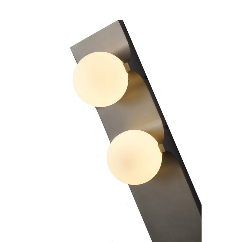 2-Light Black Wall Sconce With White Glass Shades