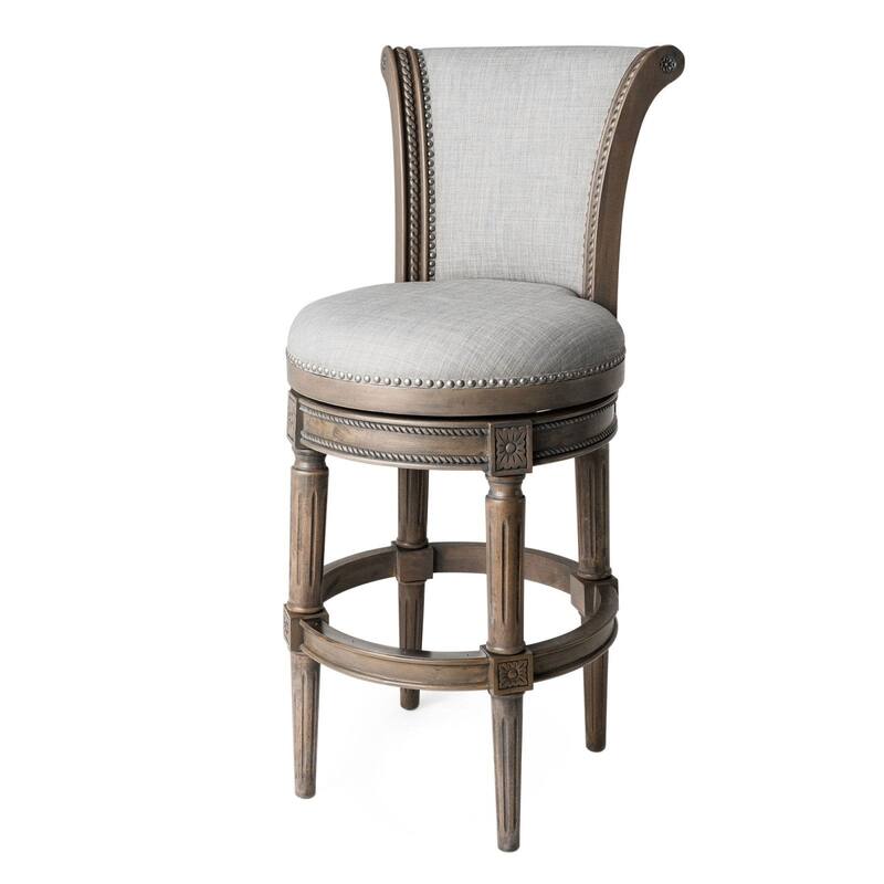 Maven Lane Pullman Swivel Kitchen Stool - Set of 2 - Fabric Reclaimed Oak - Bar Height
