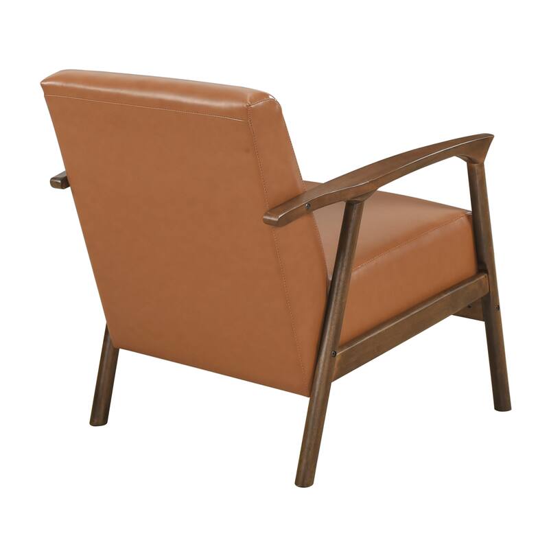 Harper 27.5" Faux Leather Accent chair - Brown Finish Solid Wood Frame