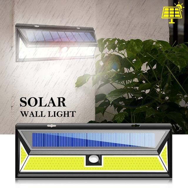 LED Wall Light Solar Power Motion Sensor Waterproof Lamp Wide Lighting Angle Outdoor Garden Path Way
