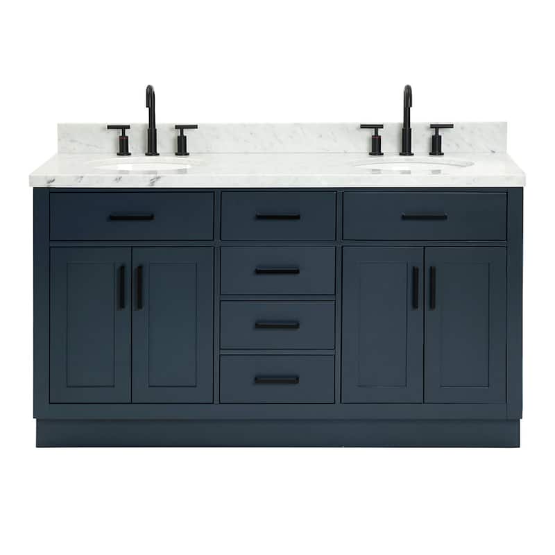 Ariel T061DCWOVO Hepburn 61" Free Standing Double Basin Vanity Set - Midnight Blue