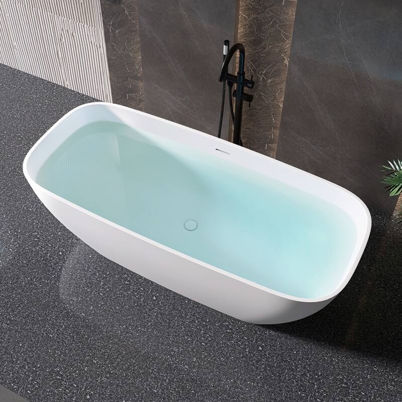 MEDUNJESS 67'' Freestanding Bathtub Solid Surface Soaking Tub