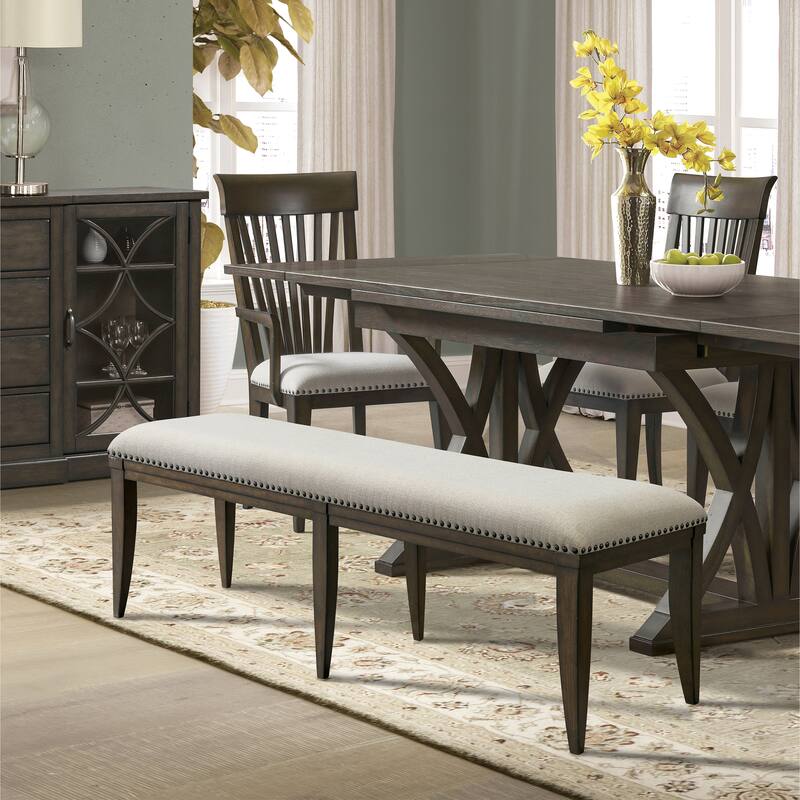 Nailhead Trim Upholstered Dining Bench