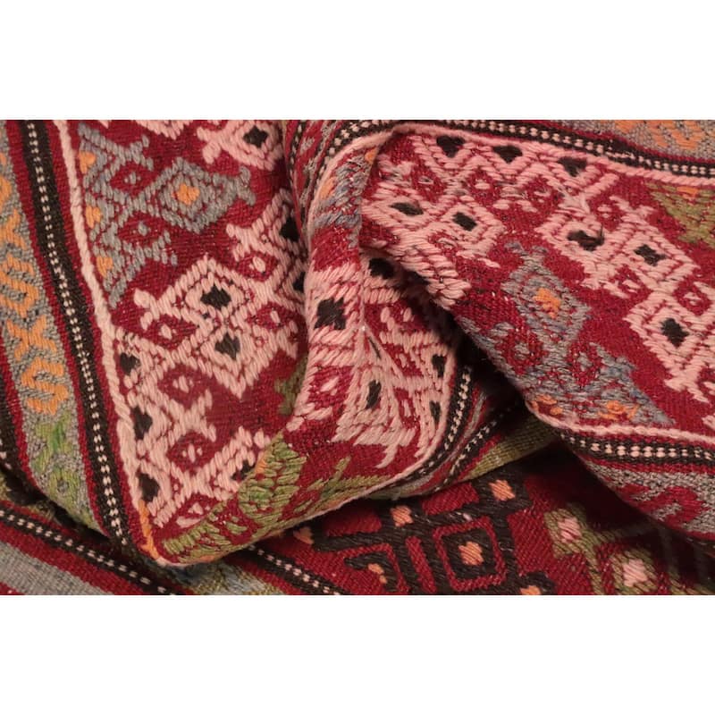 Hand Woven Oriental 100% Wool Carpet Southwestern Tribal Multi-Colored Kilim Area Rug - 7' 0'' X 4' 7''