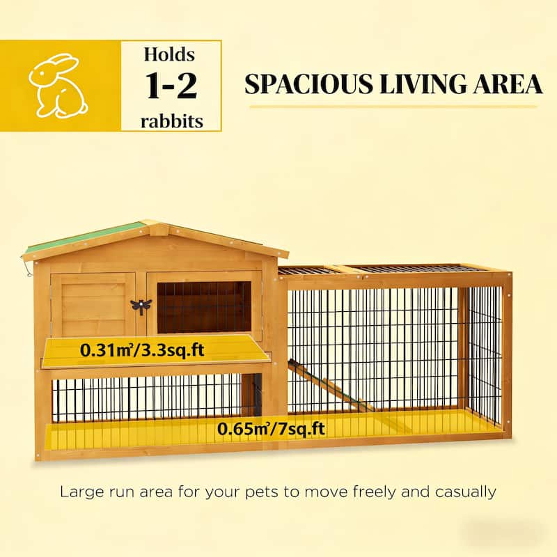 Outdoor Pet House,Rabbit Hutch is designed for convenient cleaning - Yellow