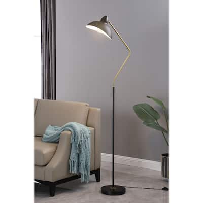 Iona Black and Gold V-Curved Arm Floor Lamp