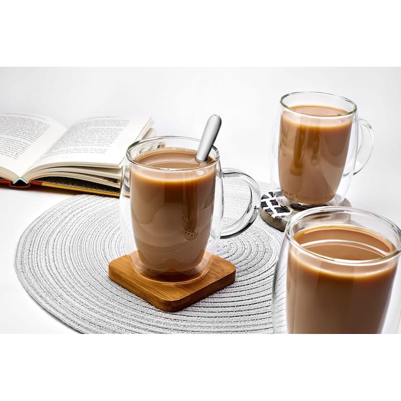 JoyJolt Aroma Clear Glass 13.5-ounce Double Wall Insulated Glasses (Set Of 2) - 13.5 oz