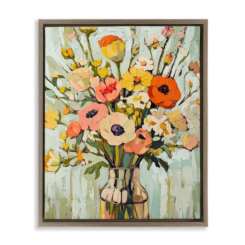 Stupell Painterly Bouquet Arrangement Framed Floater Canvas Wall Art Design By Franklyn Gregory