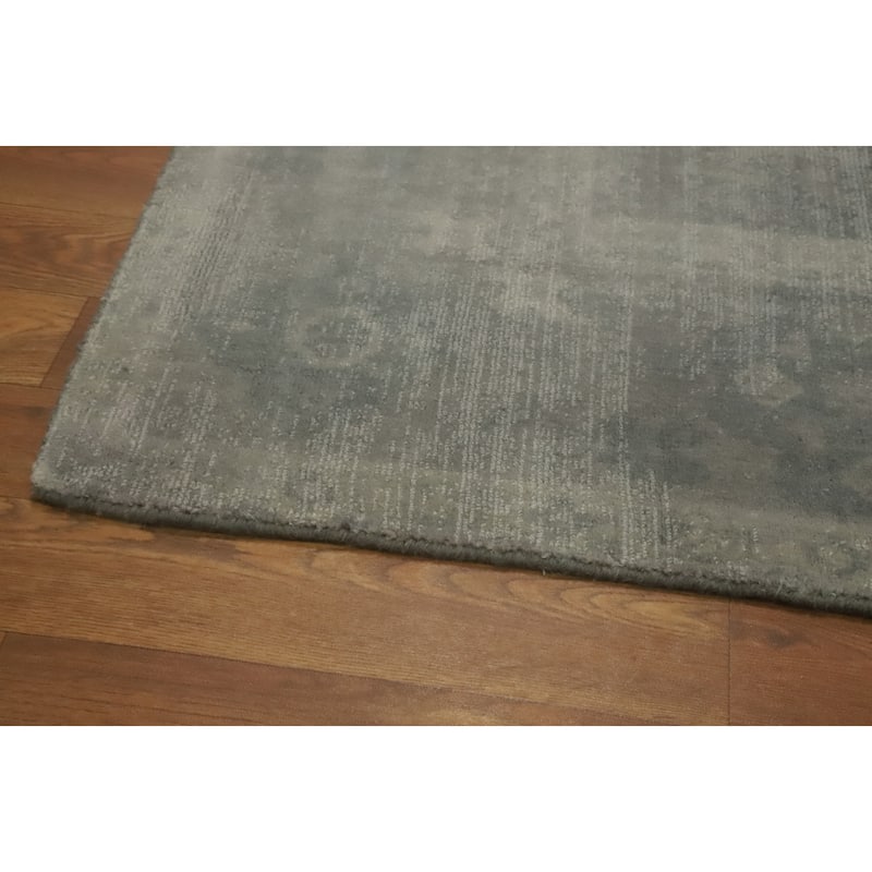 Hand-knotted Transitional Silk Carpet Grey Oushak Rug Geometric Oriental Area Rug - 7' 11'' X 4' 11''
