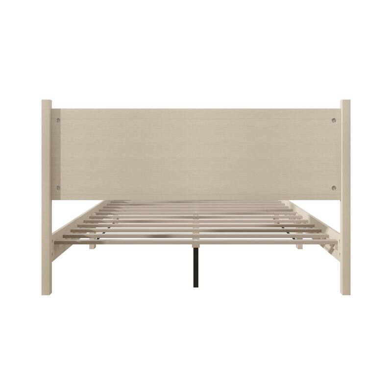 Clayfell Branford Solid Wood Platform Bed Frame with Panel Headboard and Full Slat Support