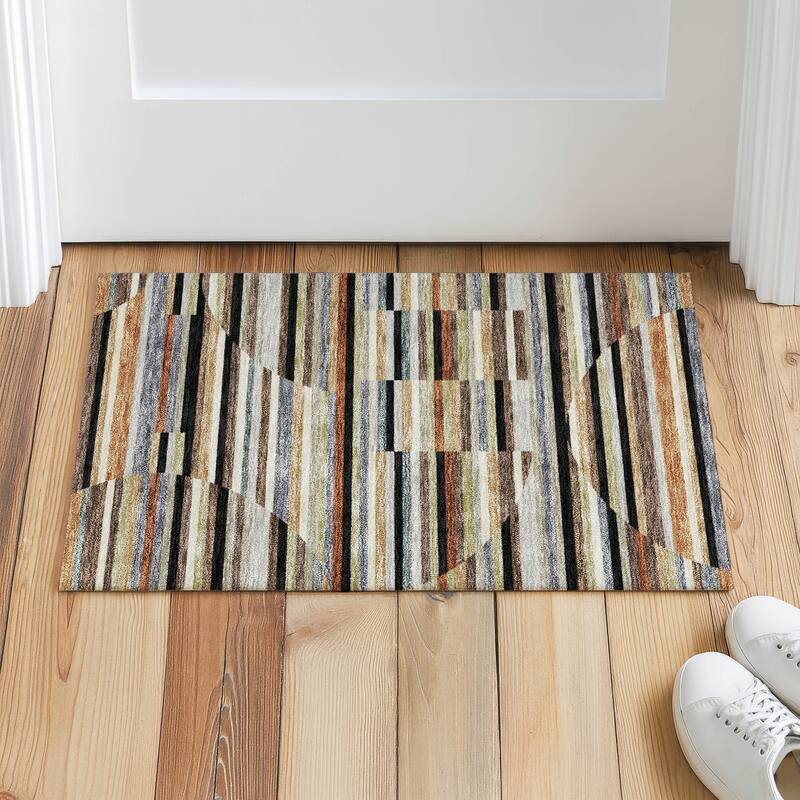 Machine Washable Indoor/ Outdoor Modern Cokedale Chantille Rug