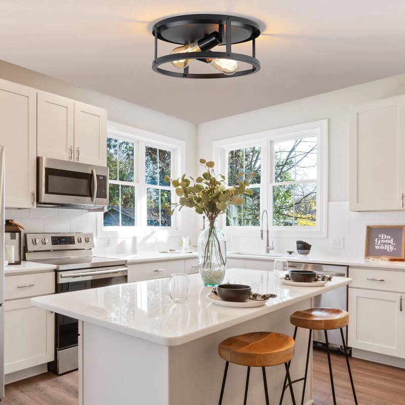 2 Light Farmhouse Flush Mount Ceiling Light-2 Pack