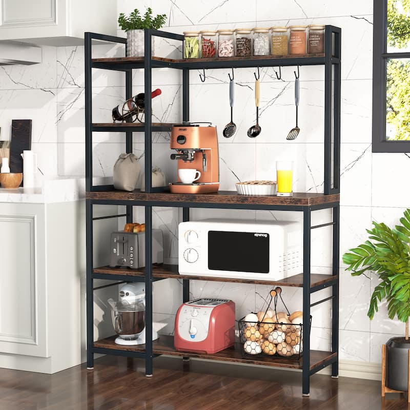 5-Tier Kitchen Bakers Rack with Storage, Microwave Oven Stand, Kitchen Utility Storage Shelf