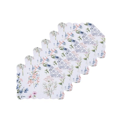 Cynthia Cotton Quilted Reversible Placemats Set of 6, 13" x 19"