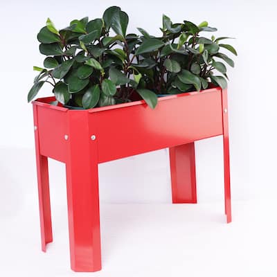 Mini Elevated Galvanized Steel Planter Box Standing Planter Container Raised Garden Bed Outdoor Flowerpot Box for Vegetable