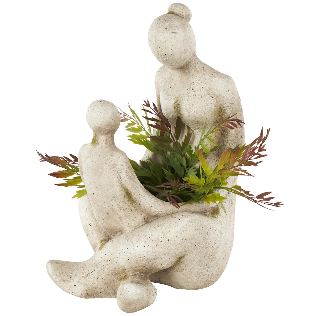 Polystone Family Sitting Indoor Outdoor Planter - Cream - Roche River Decor
