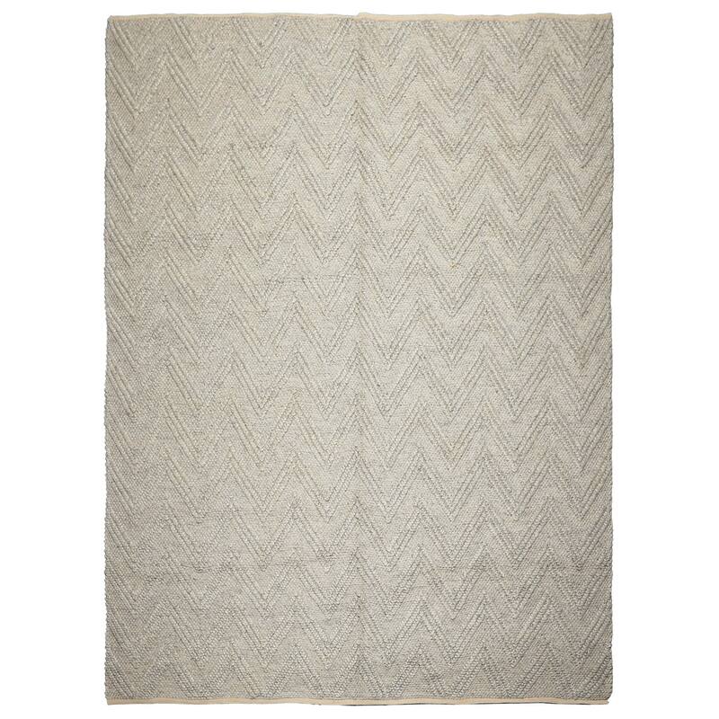 9x12 Tibetano Hand Knotted Flatweave Wool Tone on Tone Silver Contemporary Rug - 9' x 12' - 9'  x 12'