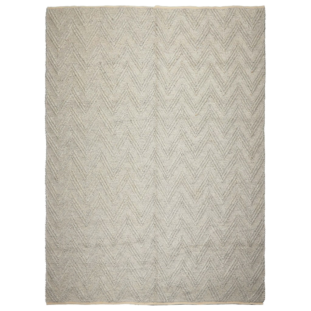 9x12 Tibetano Hand Knotted Flatweave Wool Tone on Tone Silver Contemporary Rug - 9' x 12'