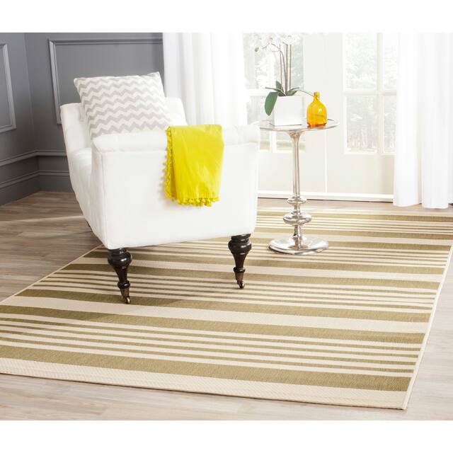 SAFAVIEH Courtyard Charmaine Indoor/ Outdoor Waterproof Area Rug - 2'7" x 5' - Green/Beige