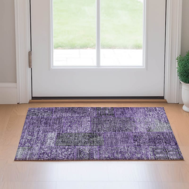 Premium Washable Super Soft Boho Patches Mayfield Rug - Eggplant - 1' 8" x 2' 6" - Rectangle