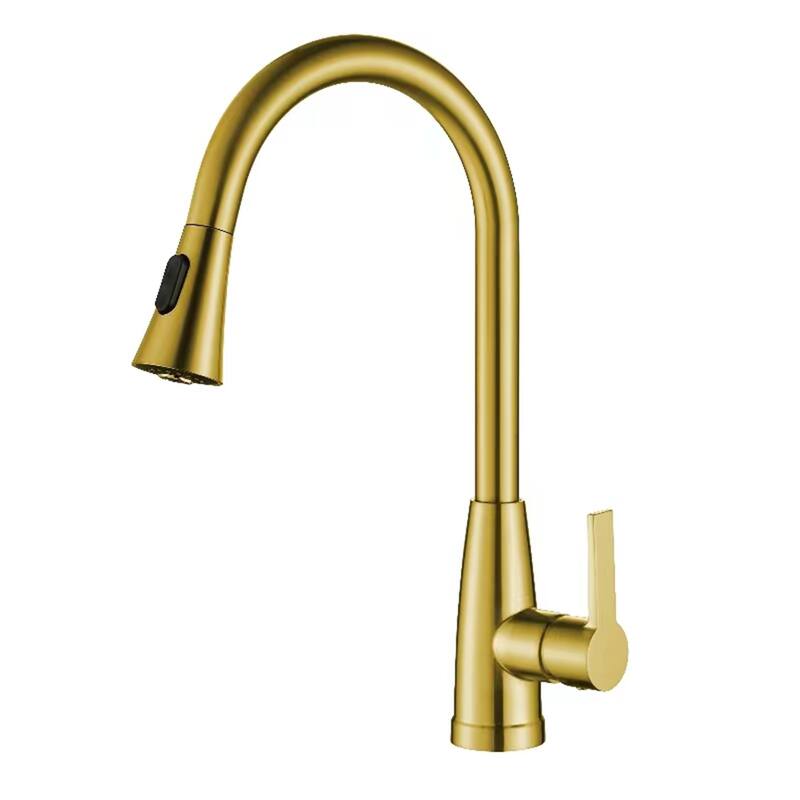CB HOME Gold/Black/White/ Kitchen Faucet with Pull Down Sprayer, 18'' Gold/Black/Faucet for Kitchen Sink with Single Handle - Gold