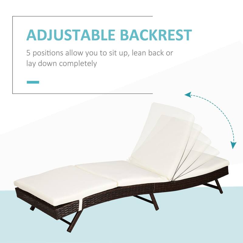 Outdoor Wicker Recliner with Adjustable Backrest and Cushion