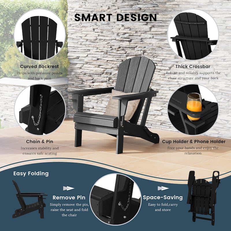 Polytrends Alvaro Outdoor Adirondack Chair with Cup Holder (Set of 4)