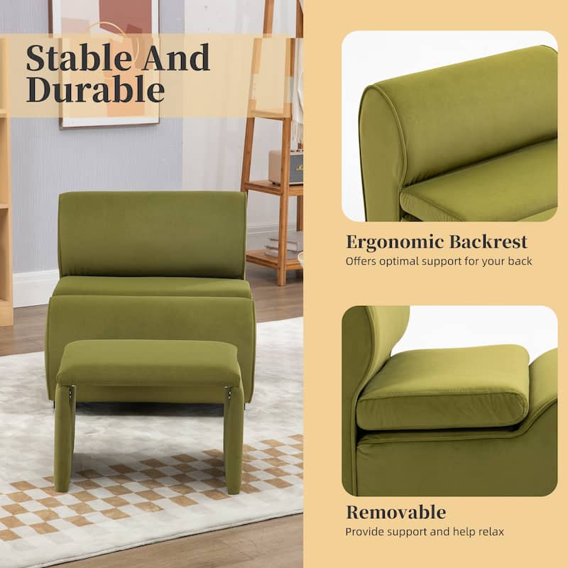 Upholstered Tufted Living Room Chair Textured velvet Fabric Accent Chair with Metal Stand