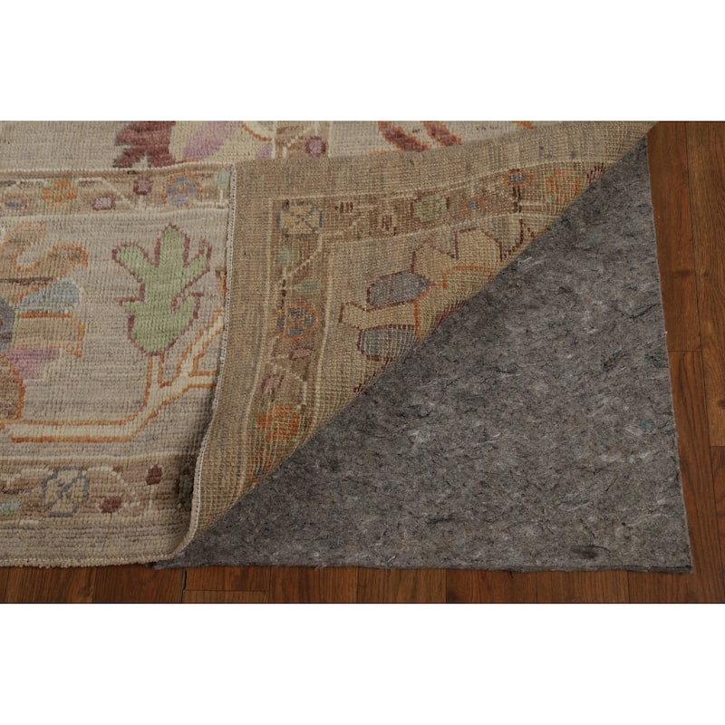 Hand Knotted Oriental 100% Wool Carpet Transitional All-Over Beige & Ivories Oushak Area Rug - 9' 10'' X 8' 2''