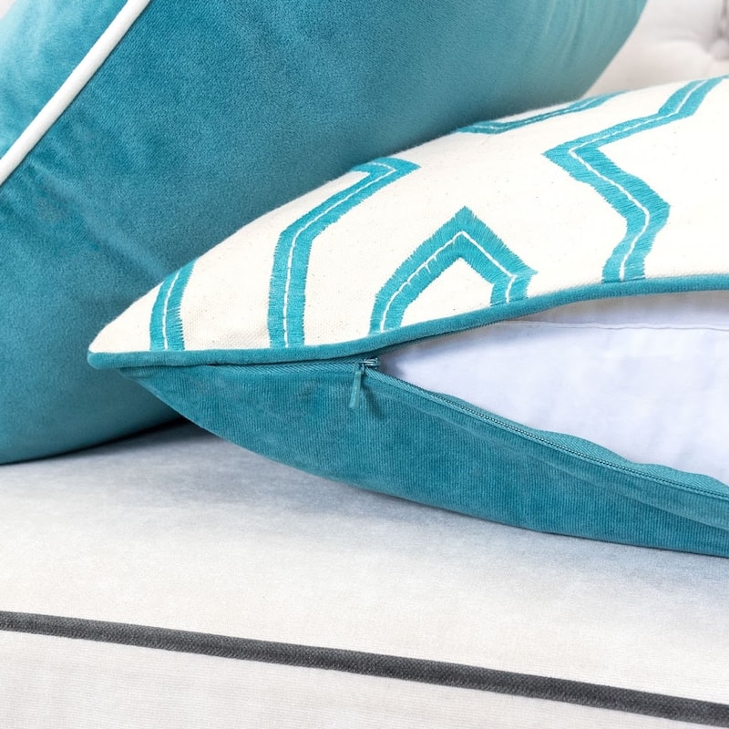 Homey Cozy Teal Throw Pillow Cover & Insert ( Set of 2 )