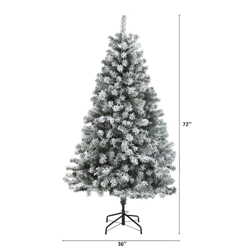6' Flocked Rock Springs Spruce Artificial Christmas Tree, Unlit - 6 Foot
