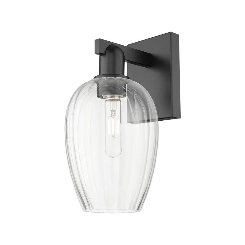 Innovations Lighting Downtown Urban - Preston - 1 Light 6" Flute Shade Wall-mounted Sconce - Clear/Matte Black