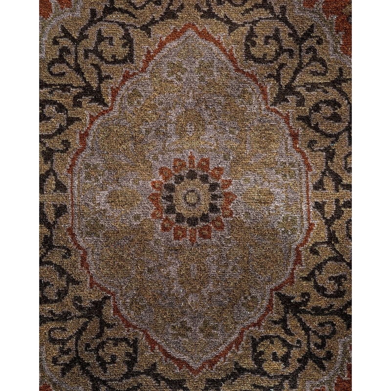 Overton Hand Knotted Wool Vintage Inspired Modern Contemporary Overdyed Brown Area Rug - 2' 9" x 4' 2"