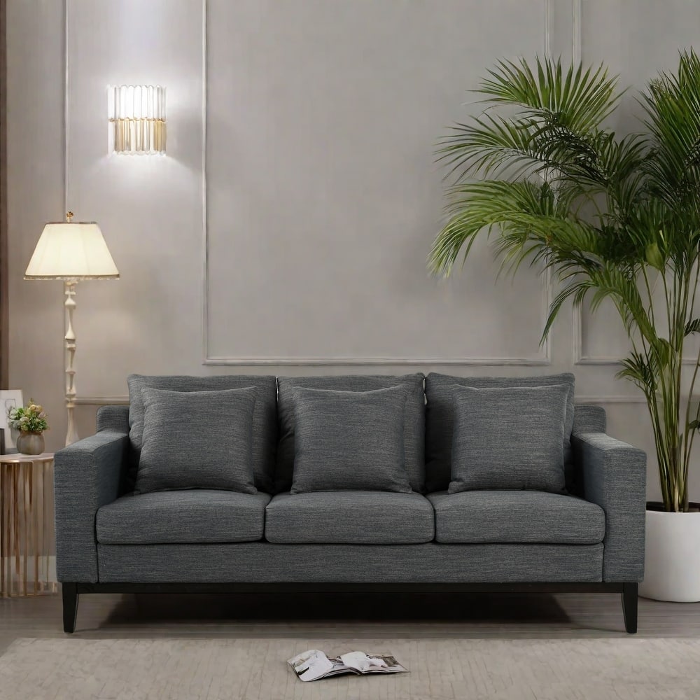 80.5" Polyester 3-Seater Sofa,Solid Wood Trim - Premium Comfort for Living Room or Study