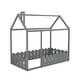 preview thumbnail 17 of 25, Classic Twin Size Wood House Floor Bed Frame w/ Fence for Kids, Teens, Girls, Boys Upholstered Bed Space-Saving, Easy Assembly