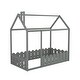 preview thumbnail 30 of 32, Twin House Bed with Door, Roof and Garden-style Fence, Kids Semi-Enclosed Play Area Wooden Floor Bed Frame