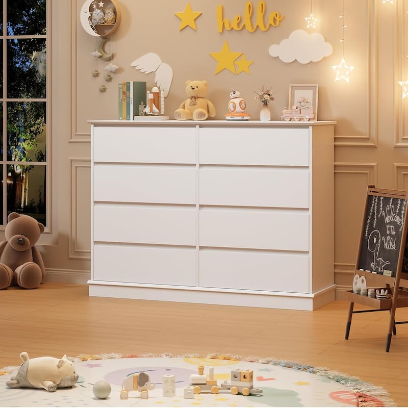 8 Drawer Dressers for Bedroom, Wooden Chest of Drawers with Deep Drawers, Large Double Dresser