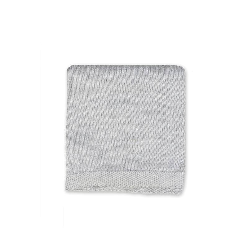 Knit Blanket with Border - Grey