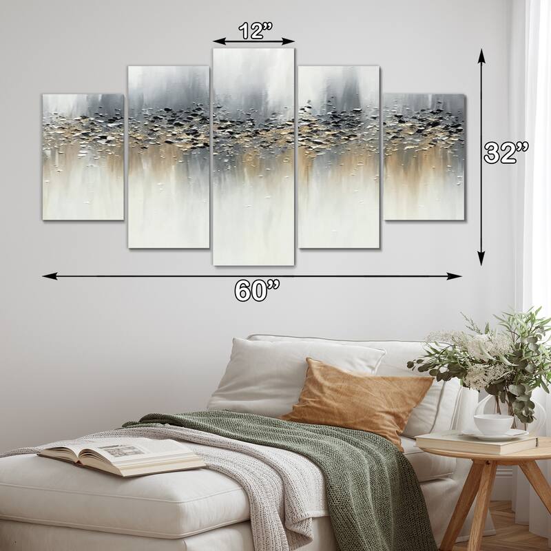 Designart " Gentle Gray Serenity" Abstract Multipanel Canvas Art Print set