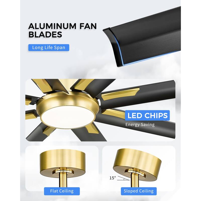 72/84/96 inch Aluminum Industrial Ceiling Fan with Integrated LED