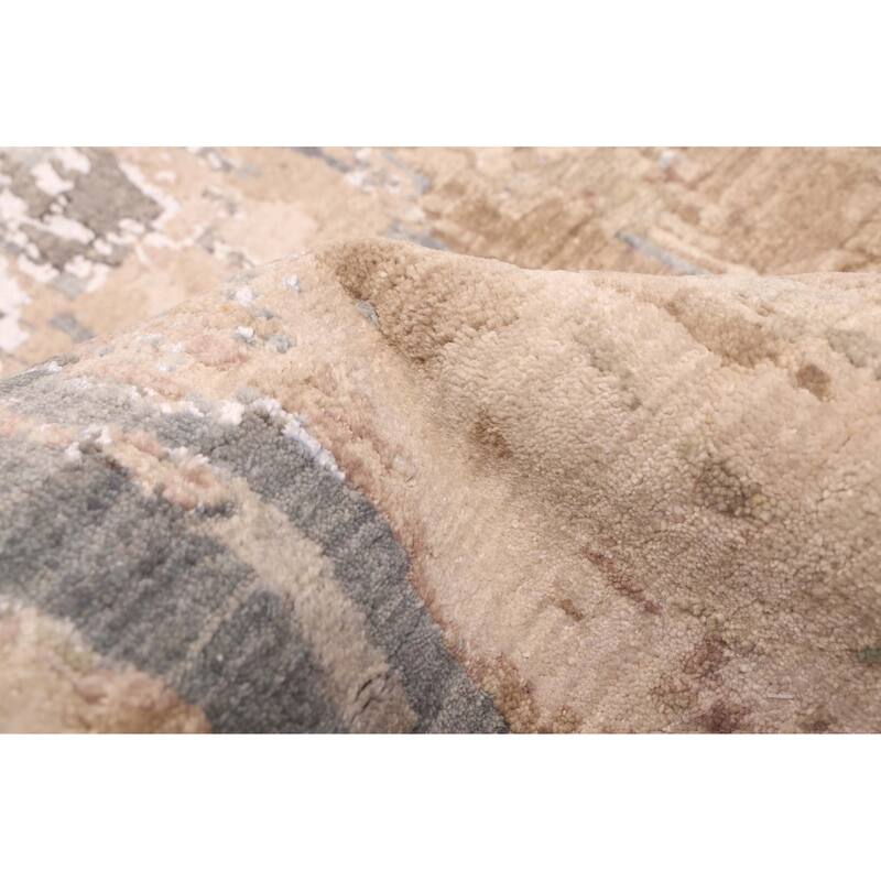 ECARPETGALLERY Hand-knotted Legacy Tan Silk, Wool Rug - 2'6 x 12'0