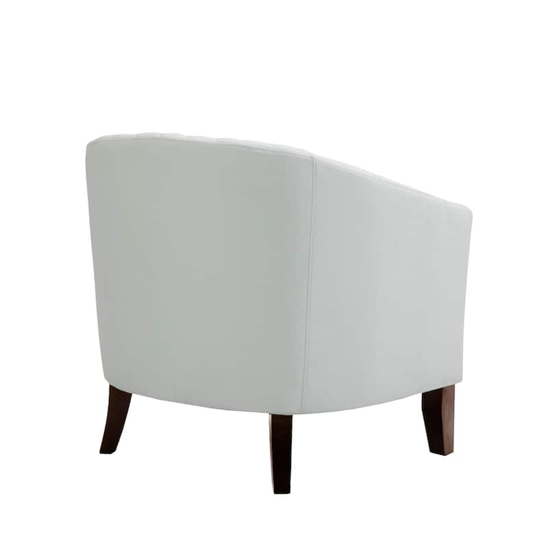 Modern Armchair Faux Leather Nailhead Trim Swivel Accent Chair