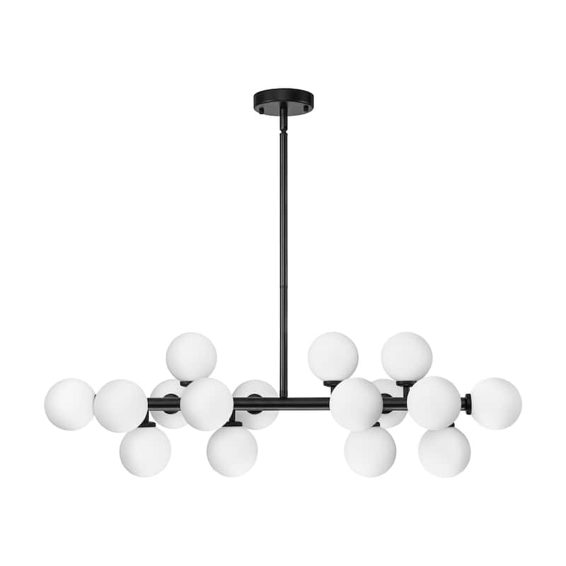 16-Light Modern Sputnik Linear Frosted Opaque Glass Globe Bubble Chandelier for Dining Room - 35.4 in. W x 11.4 in. H