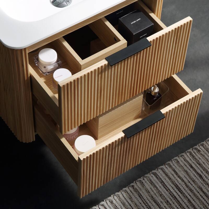 Modland 24" Wall-Mounted Bathroom Vanity with Acrylic Top Integrated Sink & Overflow