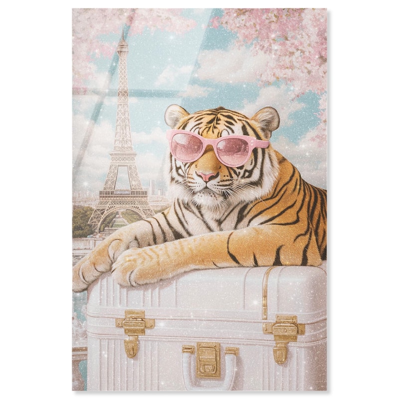 Tiger Luggage Paris Acrylic by Art Remedy, Ready to Hang - 36" x 54"