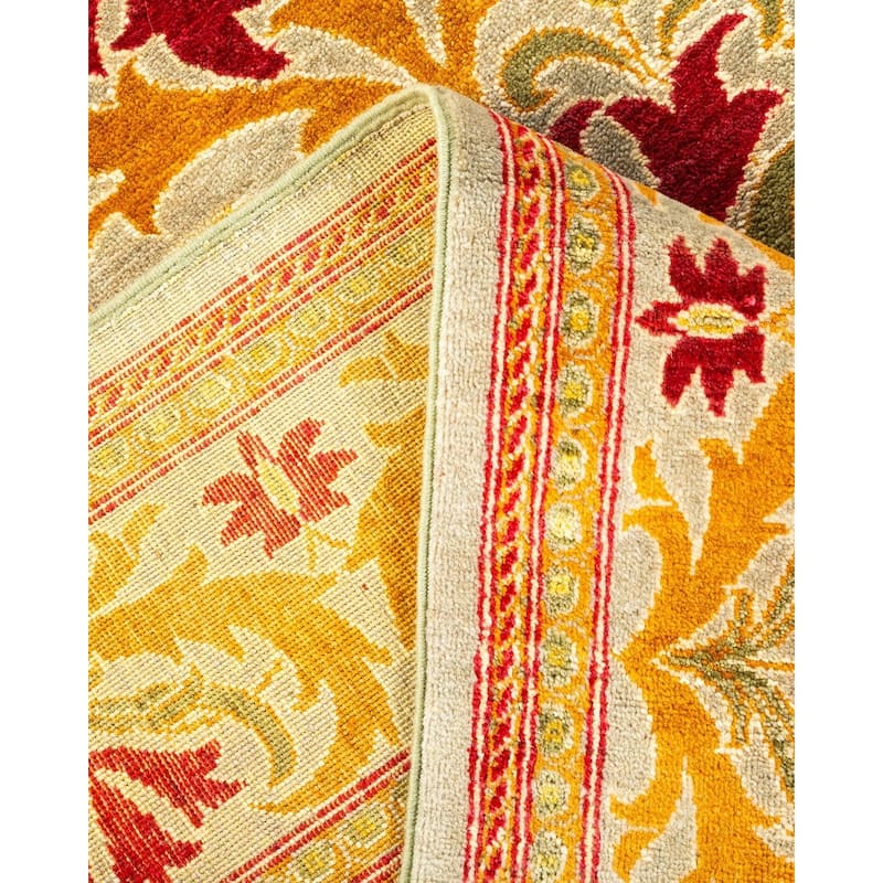Overton Hand Knotted Wool Vintage Inspired Modern Contemporary Arts & Crafts Ivory Area Rug - 6' 4" x 9' 2"