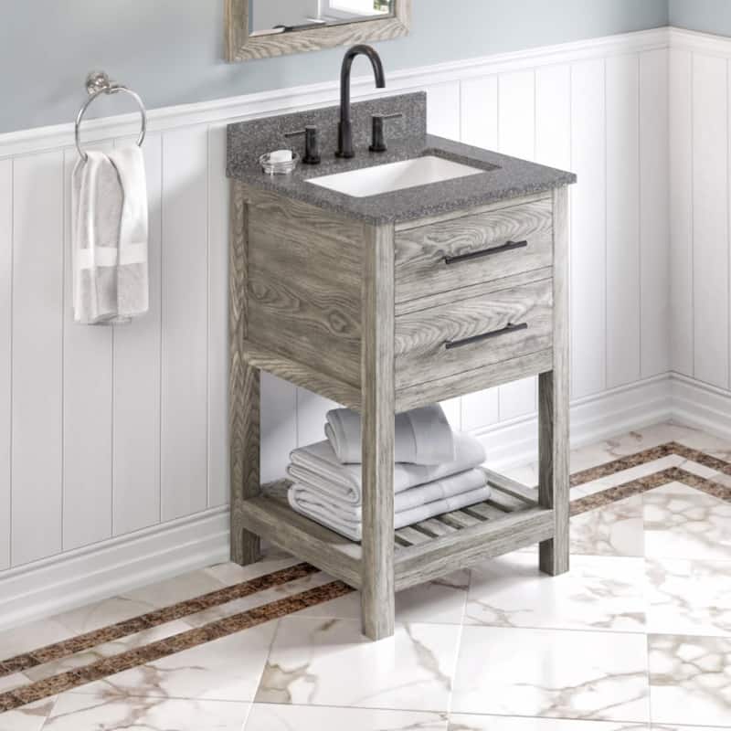 Jeffrey Alexander VKITWAV24R-MARBLE Wavecrest II 24" Free Standing - Weathered Grey / Boulder