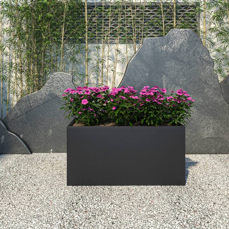 Bloom Rectangular Planter in Fiberstone and MgO Clay for Indoor Outdoor