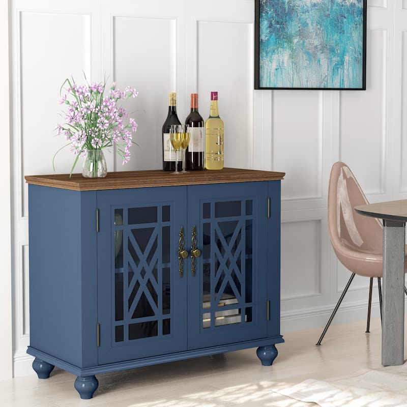 38" Vintage Style Kitchen Accent Buffet Sideboard Cabinet