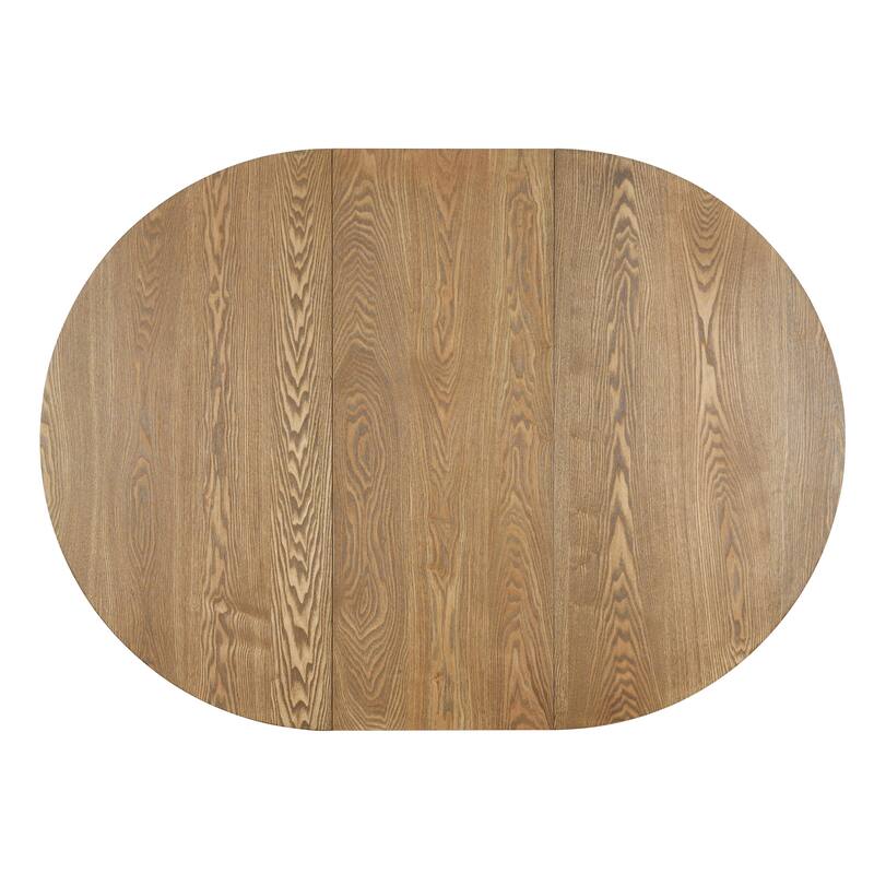 Extendable Round Dining Table Set, 5 Piece Solid Wood Kitchen Table Set, Breakfast Table Set with 4 Cross Back Chairs